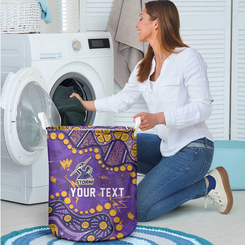 Personalized Melbourne Storm Laundry Basket Aboriginal Pattern with Graffiti Style Design