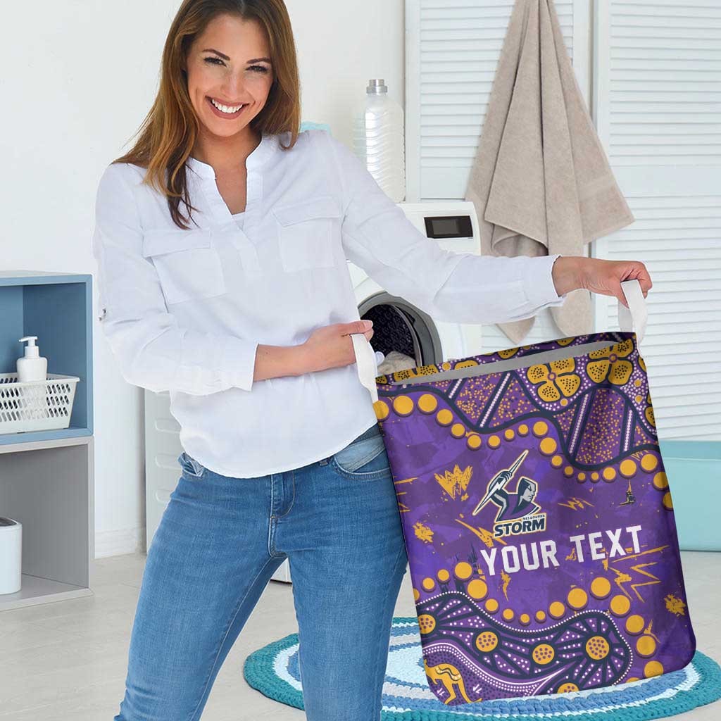 Personalized Melbourne Storm Laundry Basket Aboriginal Pattern with Graffiti Style Design
