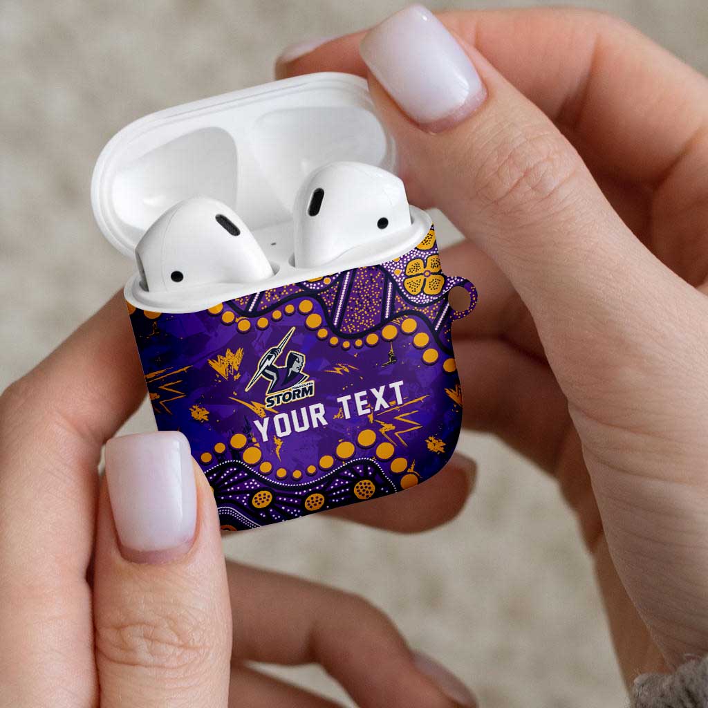 Personalized Melbourne Storm AirPods Case Aboriginal Pattern with Graffiti Style Design