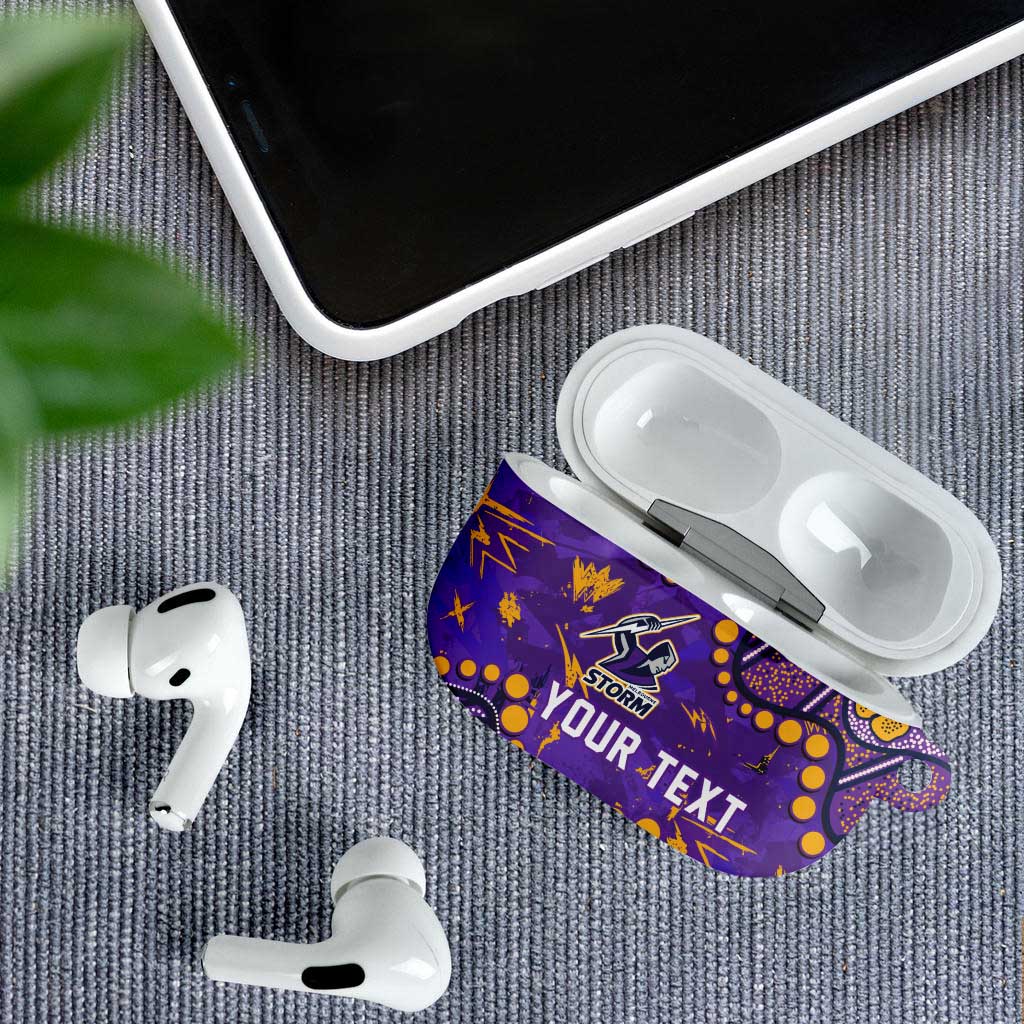 Personalized Melbourne Storm AirPods Case Aboriginal Pattern with Graffiti Style Design