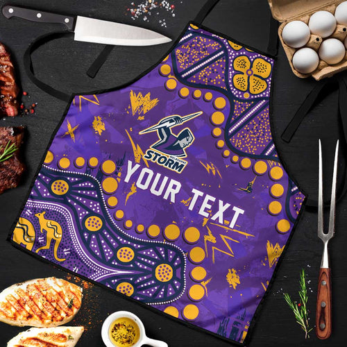 Personalized Melbourne Storm Apron Aboriginal Pattern with Graffiti Style Design