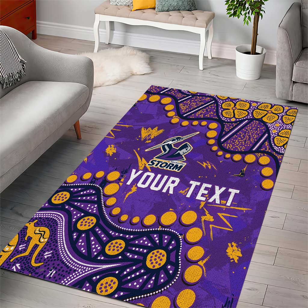 Personalized Melbourne Storm Area Rug Aboriginal Pattern with Graffiti Style Design