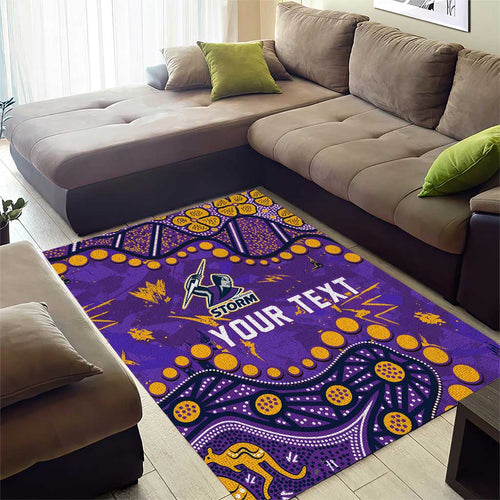 Personalized Melbourne Storm Area Rug Aboriginal Pattern with Graffiti Style Design