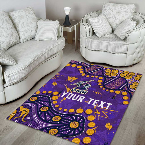 Personalized Melbourne Storm Area Rug Aboriginal Pattern with Graffiti Style Design