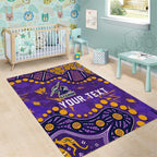 Personalized Melbourne Storm Area Rug Aboriginal Pattern with Graffiti Style Design