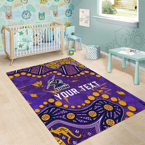 Personalized Melbourne Storm Area Rug Aboriginal Pattern with Graffiti Style Design