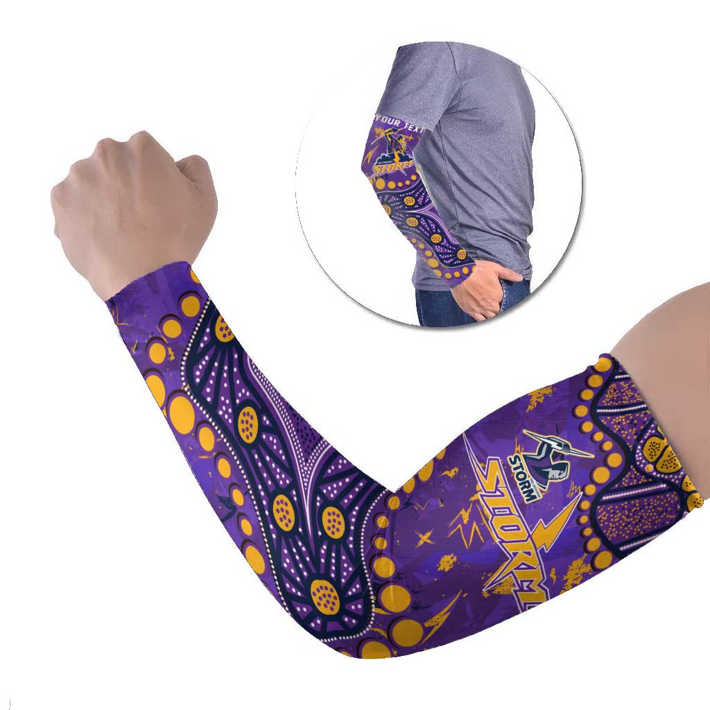 Personalized Melbourne Storm Arm Sleeves Aboriginal Pattern with Graffiti Style Design
