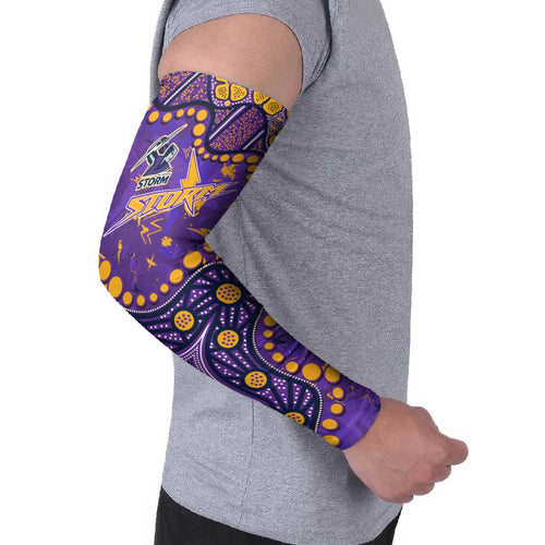 Personalized Melbourne Storm Arm Sleeves Aboriginal Pattern with Graffiti Style Design