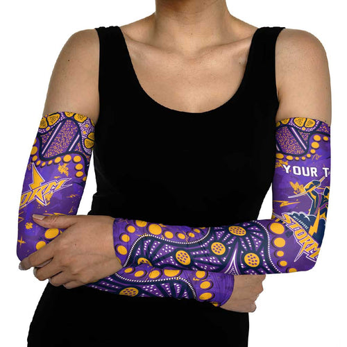 Personalized Melbourne Storm Arm Sleeves Aboriginal Pattern with Graffiti Style Design