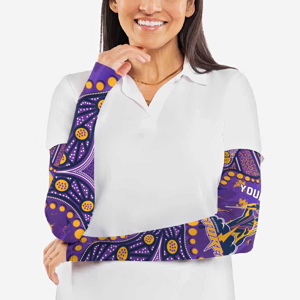 Personalized Melbourne Storm Arm Sleeves Aboriginal Pattern with Graffiti Style Design