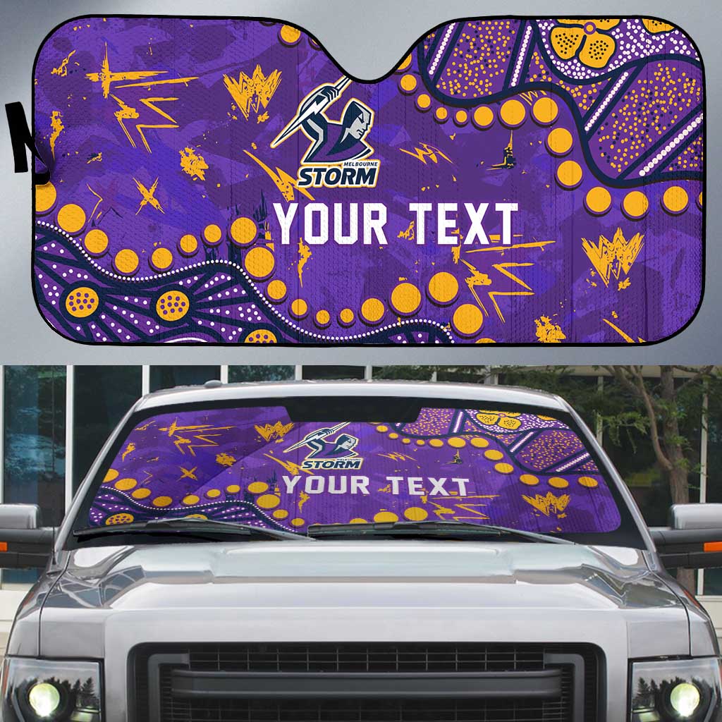 Personalized Melbourne Storm Auto Sun Shade Aboriginal Pattern with Graffiti Style Design