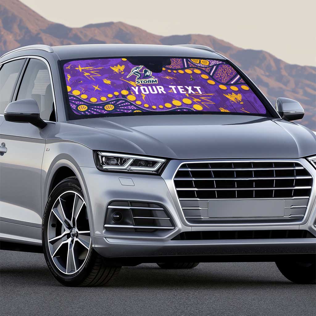Personalized Melbourne Storm Auto Sun Shade Aboriginal Pattern with Graffiti Style Design