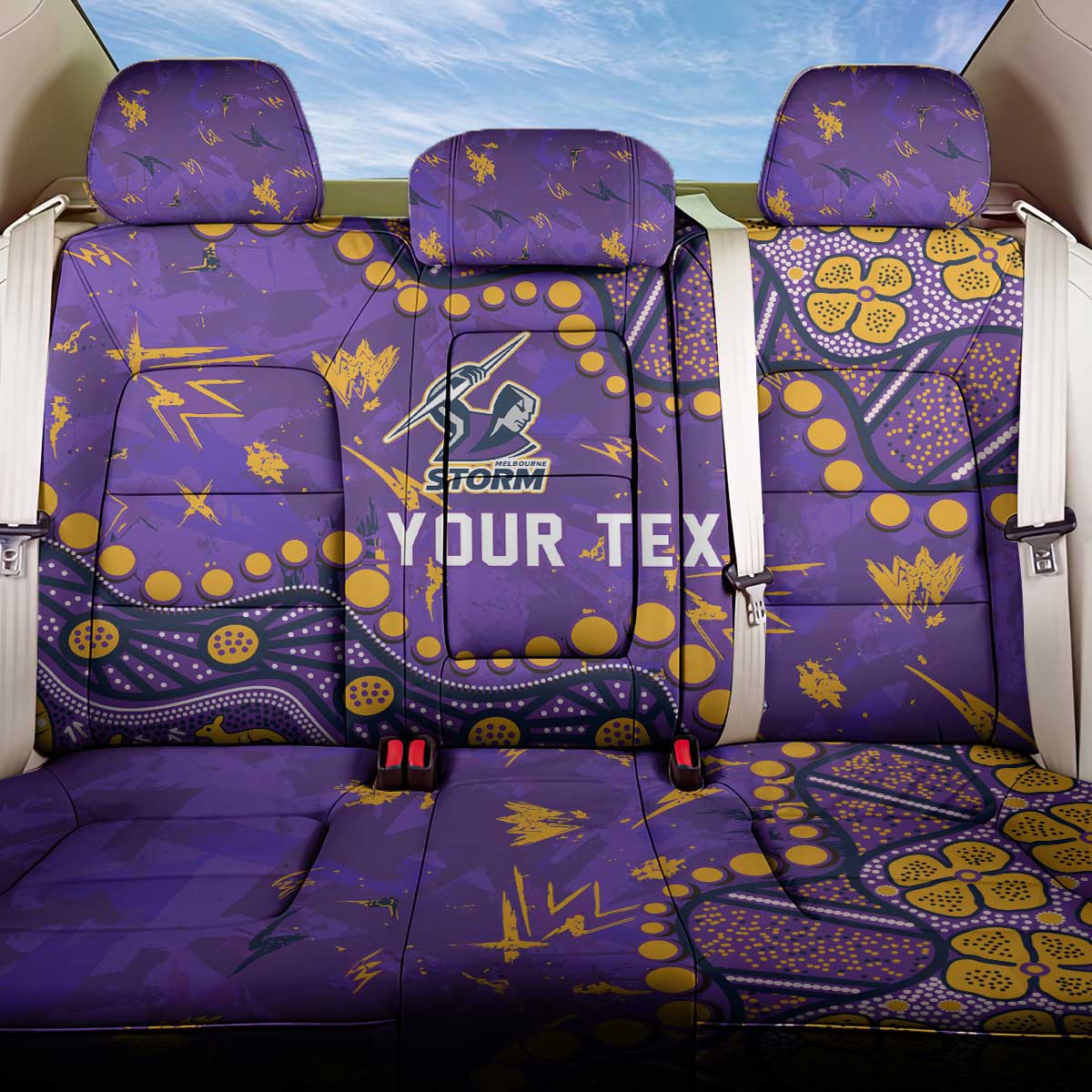 Personalized Melbourne Storm Back Car Seat Cover Aboriginal Pattern with Graffiti Style Design
