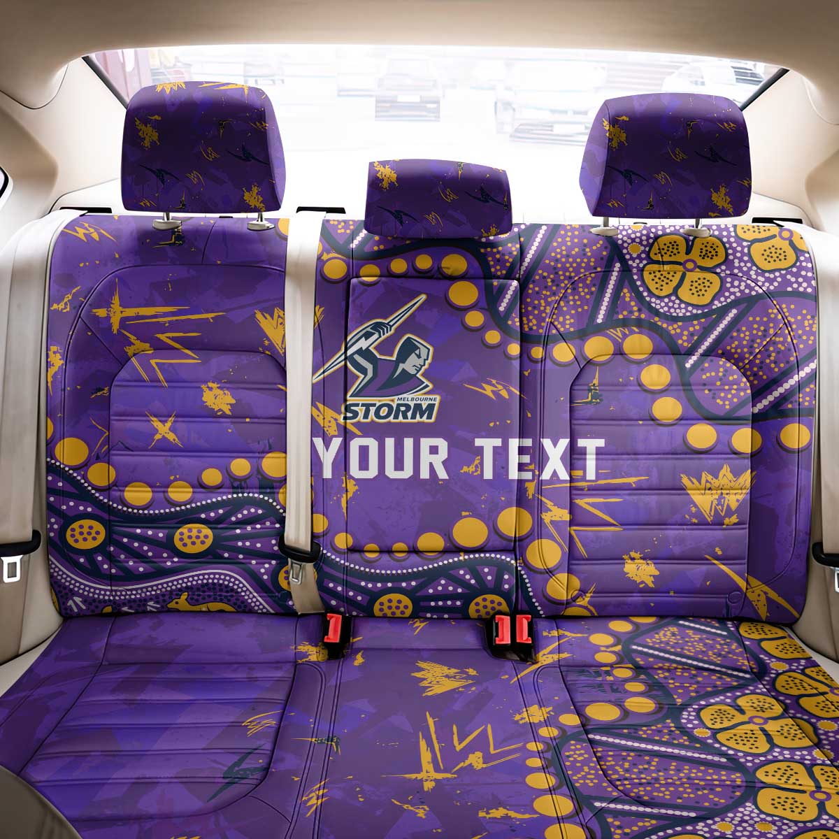 Personalized Melbourne Storm Back Car Seat Cover Aboriginal Pattern with Graffiti Style Design