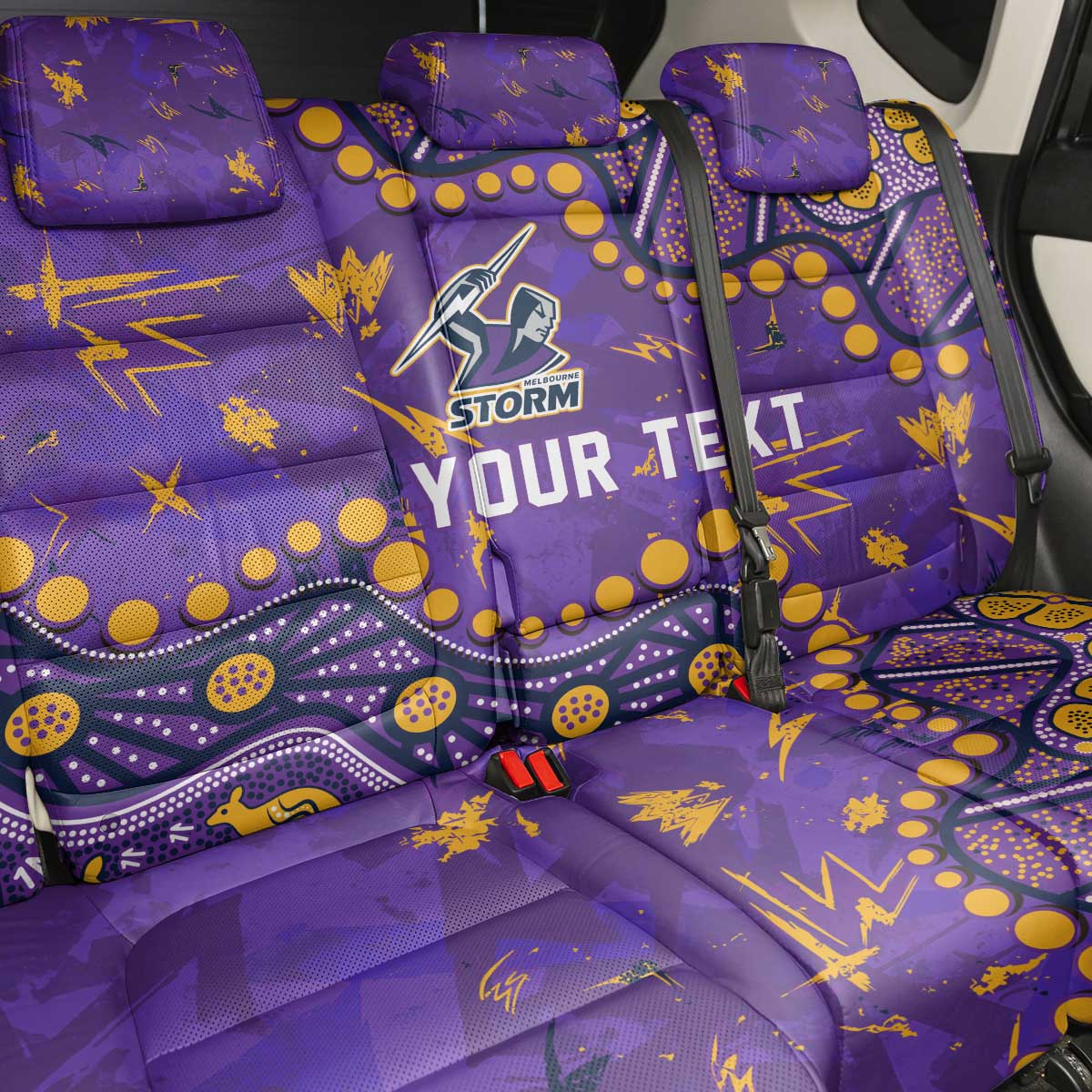 Personalized Melbourne Storm Back Car Seat Cover Aboriginal Pattern with Graffiti Style Design
