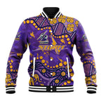 Personalized Melbourne Storm Baseball Jacket Aboriginal Pattern with Graffiti Style Design
