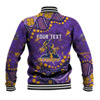 Personalized Melbourne Storm Baseball Jacket Aboriginal Pattern with Graffiti Style Design