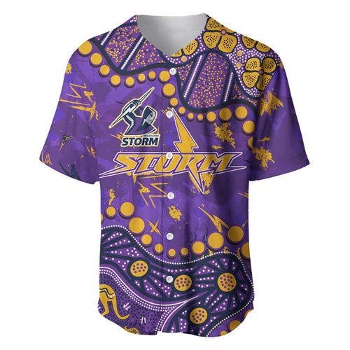 Personalized Melbourne Storm Baseball Jersey Aboriginal Pattern with Graffiti Style Design