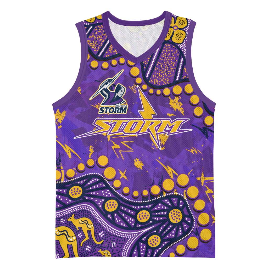 Personalized Melbourne Storm Basketball Jersey Aboriginal Pattern with Graffiti Style Design