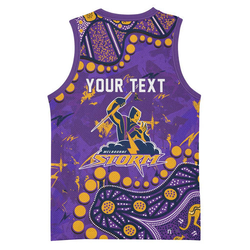 Personalized Melbourne Storm Basketball Jersey Aboriginal Pattern with Graffiti Style Design