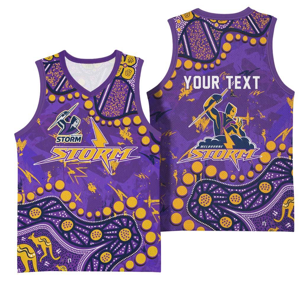 Personalized Melbourne Storm Basketball Jersey Aboriginal Pattern with Graffiti Style Design