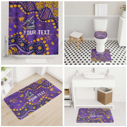 Personalized Melbourne Storm Bathroom Set Aboriginal Pattern with Graffiti Style Design