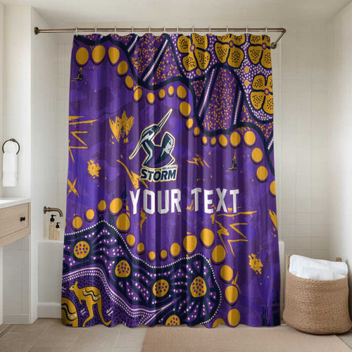 Personalized Melbourne Storm Bathroom Set Aboriginal Pattern with Graffiti Style Design
