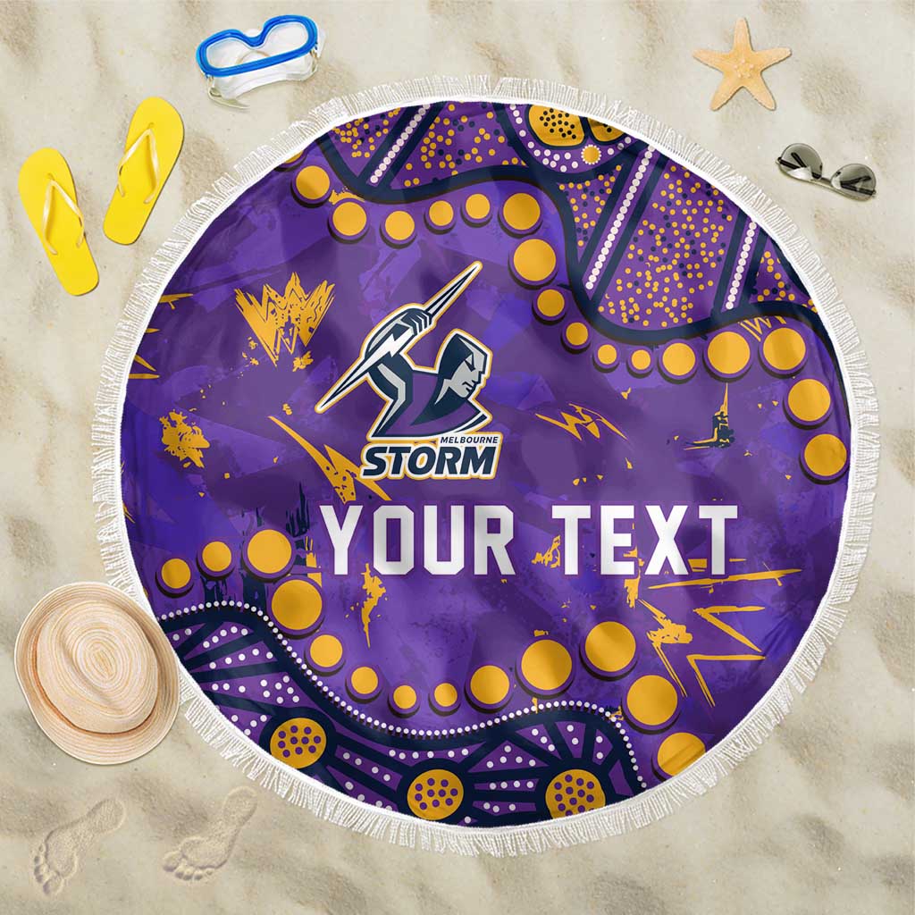 Personalized Melbourne Storm Beach Blanket Aboriginal Pattern with Graffiti Style Design