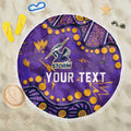 Personalized Melbourne Storm Beach Blanket Aboriginal Pattern with Graffiti Style Design