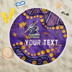 Personalized Melbourne Storm Beach Blanket Aboriginal Pattern with Graffiti Style Design