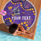 Personalized Melbourne Storm Beach Blanket Aboriginal Pattern with Graffiti Style Design