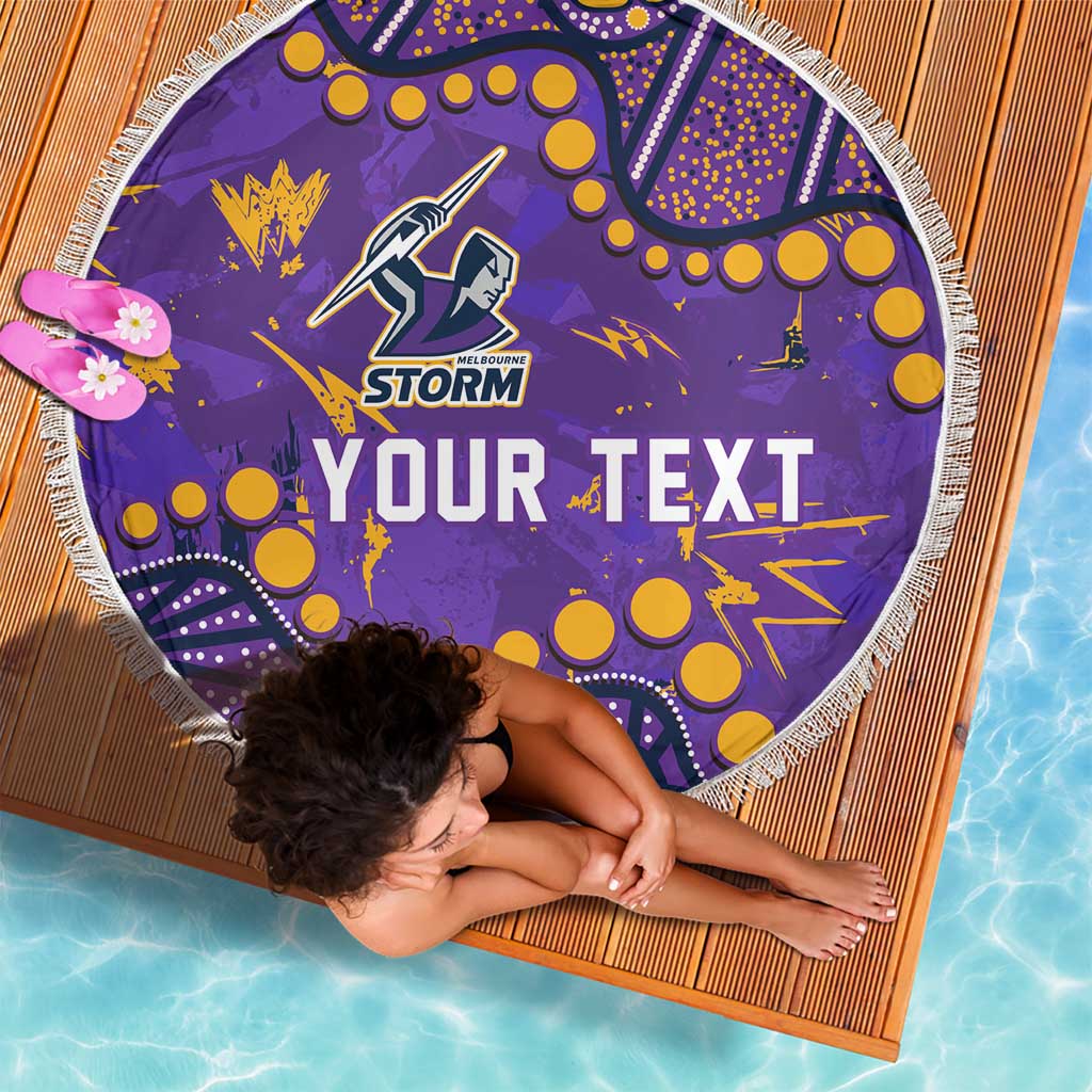 Personalized Melbourne Storm Beach Blanket Aboriginal Pattern with Graffiti Style Design