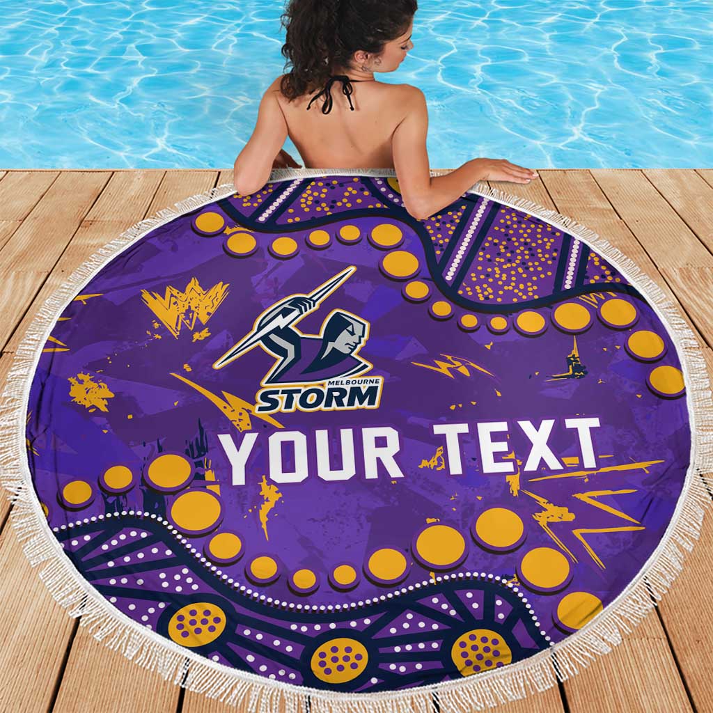 Personalized Melbourne Storm Beach Blanket Aboriginal Pattern with Graffiti Style Design