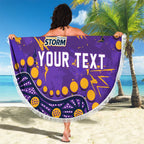 Personalized Melbourne Storm Beach Blanket Aboriginal Pattern with Graffiti Style Design