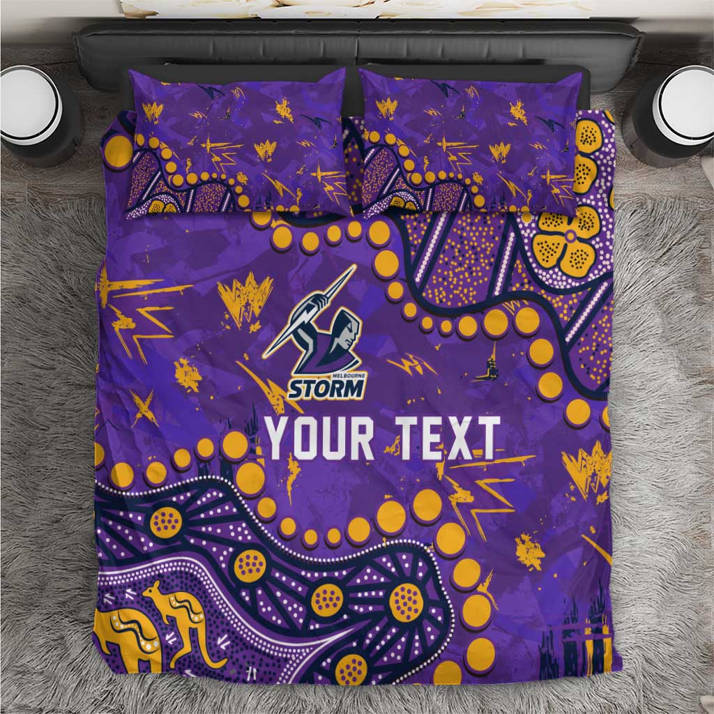 Personalized Melbourne Storm Bedding Set Aboriginal Pattern with Graffiti Style Design