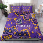 Personalized Melbourne Storm Bedding Set Aboriginal Pattern with Graffiti Style Design