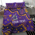 Personalized Melbourne Storm Bedding Set Aboriginal Pattern with Graffiti Style Design