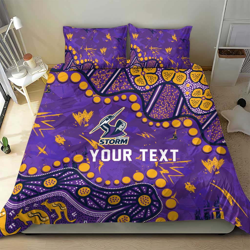 Personalized Melbourne Storm Bedding Set Aboriginal Pattern with Graffiti Style Design