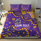 Personalized Melbourne Storm Bedding Set Aboriginal Pattern with Graffiti Style Design