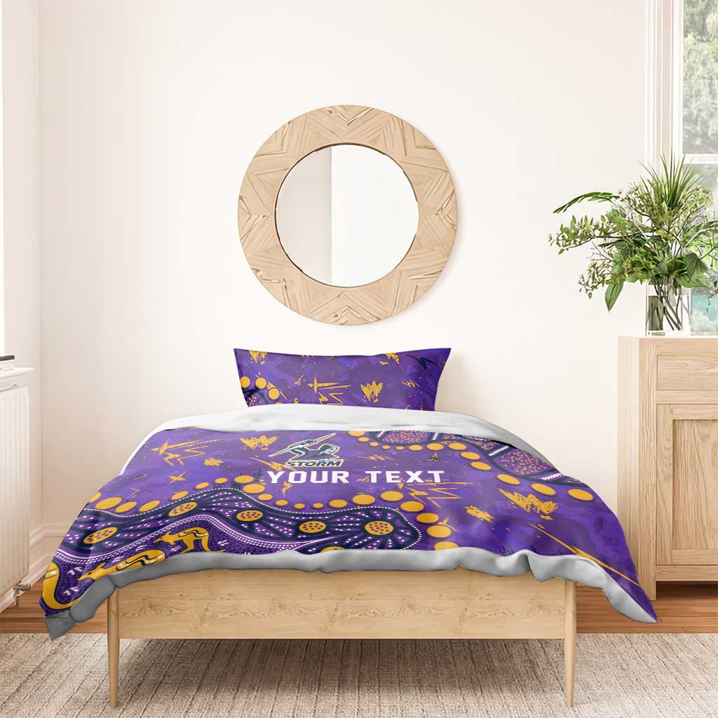Personalized Melbourne Storm Bedding Set Aboriginal Pattern with Graffiti Style Design