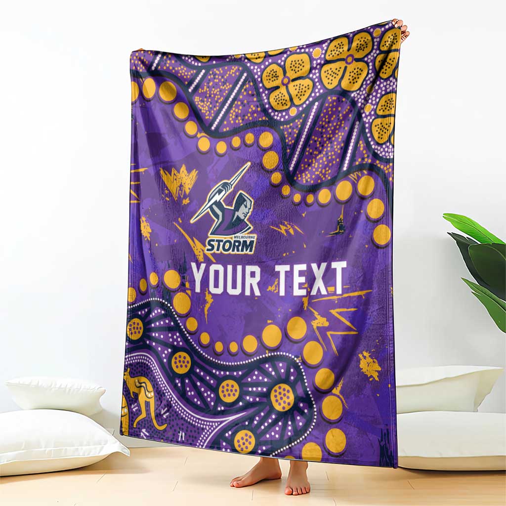 Personalized Melbourne Storm Blanket Aboriginal Pattern with Graffiti Style Design