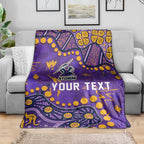 Personalized Melbourne Storm Blanket Aboriginal Pattern with Graffiti Style Design