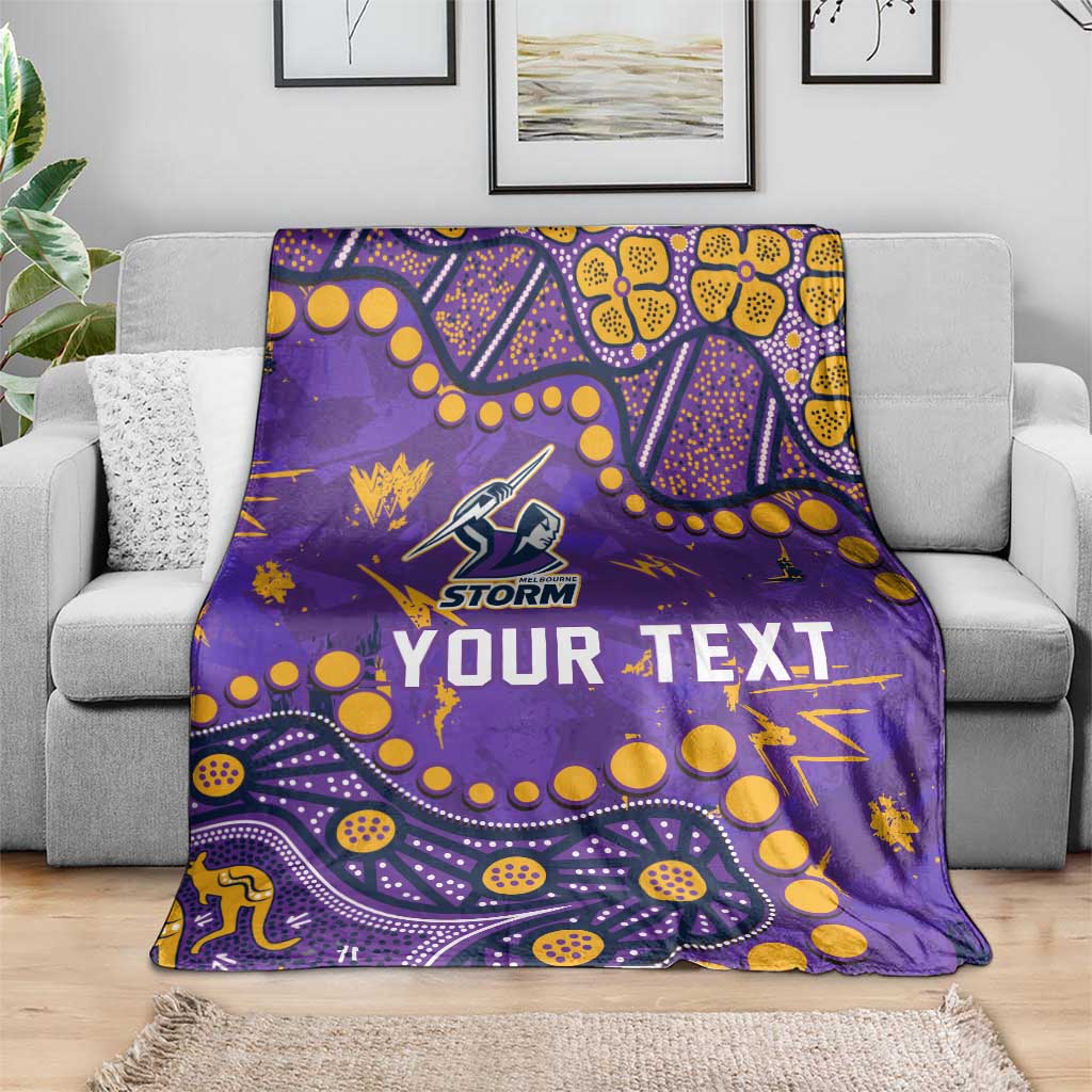 Personalized Melbourne Storm Blanket Aboriginal Pattern with Graffiti Style Design
