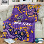 Personalized Melbourne Storm Blanket Aboriginal Pattern with Graffiti Style Design