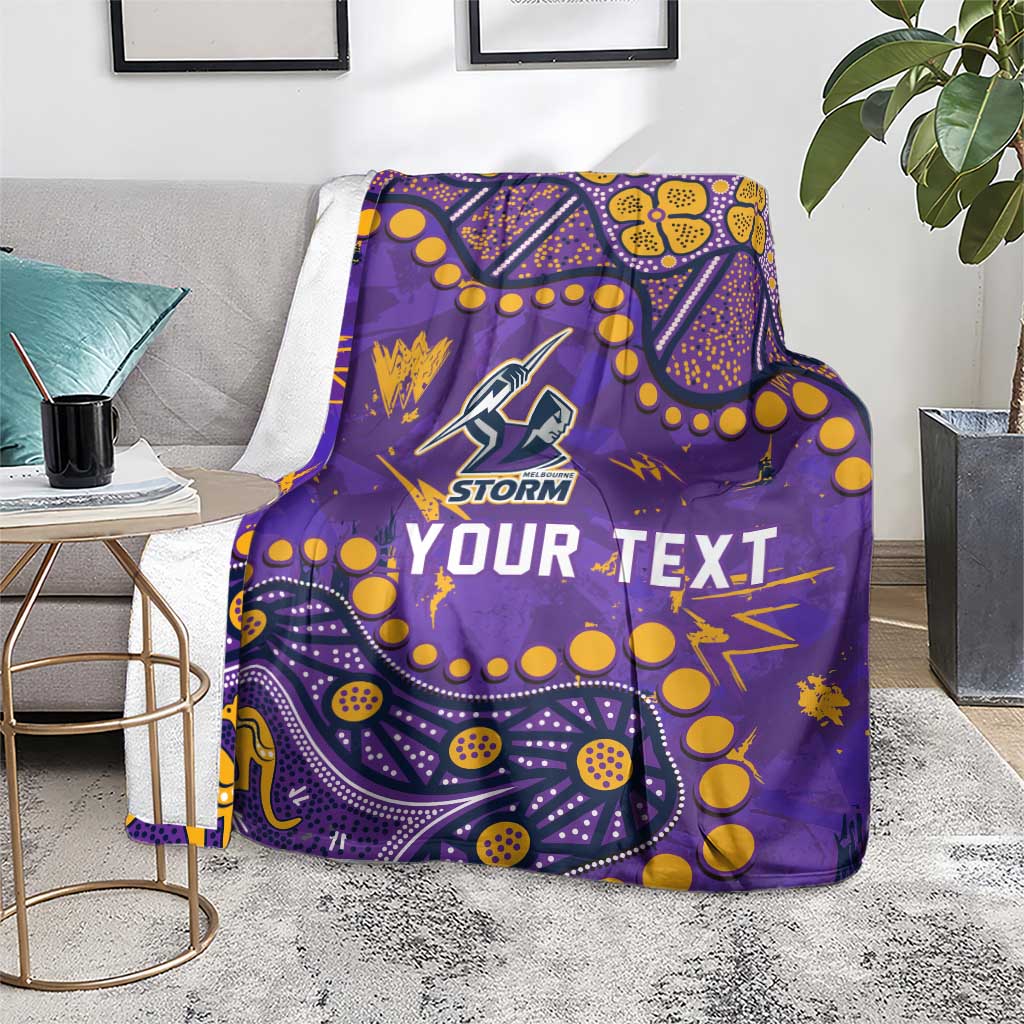 Personalized Melbourne Storm Blanket Aboriginal Pattern with Graffiti Style Design