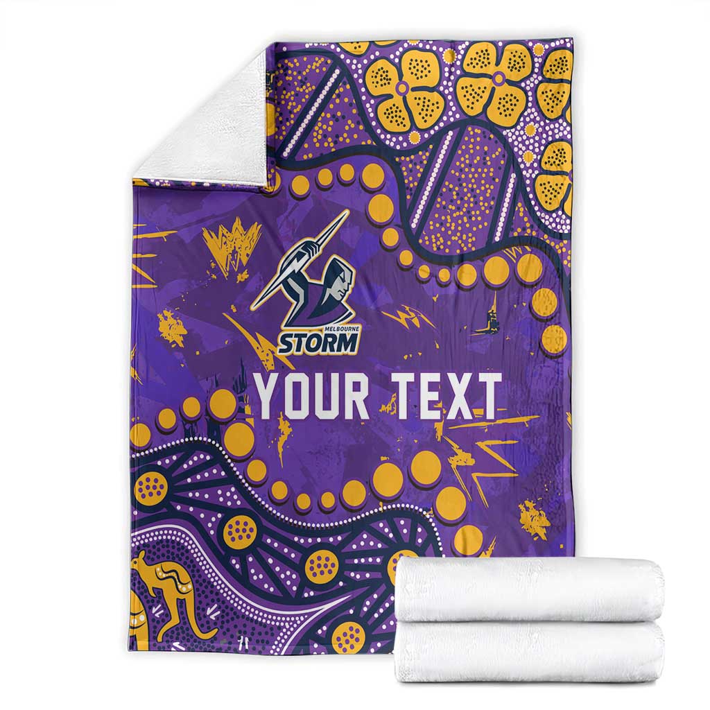 Personalized Melbourne Storm Blanket Aboriginal Pattern with Graffiti Style Design