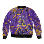 Personalized Melbourne Storm Bomber Jacket Aboriginal Pattern with Graffiti Style Design
