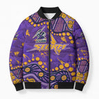 Personalized Melbourne Storm Bomber Puffer Jacket Aboriginal Pattern with Graffiti Style Design