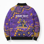 Personalized Melbourne Storm Bomber Puffer Jacket Aboriginal Pattern with Graffiti Style Design