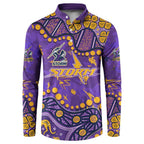 Personalized Melbourne Storm Button Sweatshirt Aboriginal Pattern with Graffiti Style Design